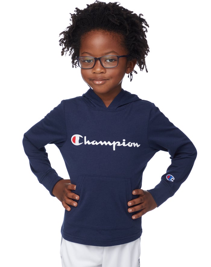 Champion Hoodie Jongens - Donkerblauw - T-Shirt Script Logo ( 287495-YAM )